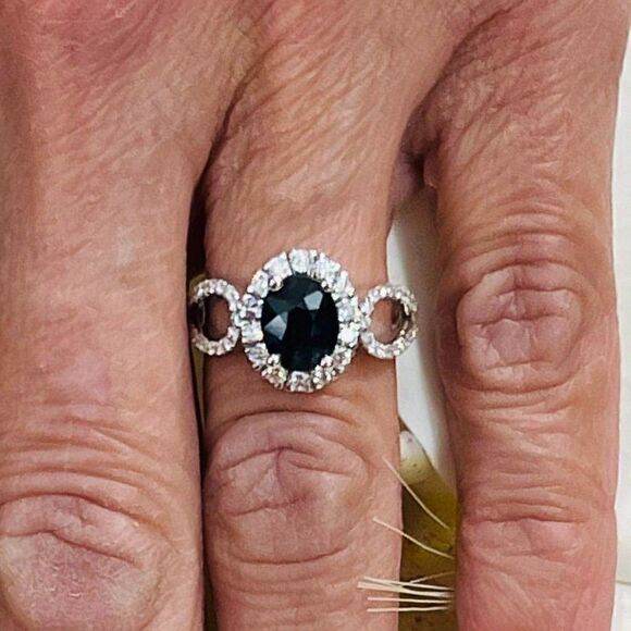 Natural Sapphire Diamond Ring 6.25 14k W Gold 2.93 TCW Certified $5,950 216682 - Picture 10 of 11